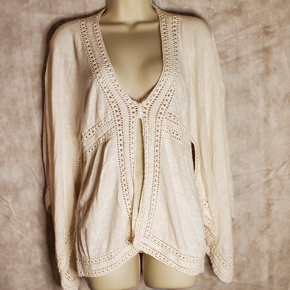 Boston Proper Crochet Batwing Cardigan
